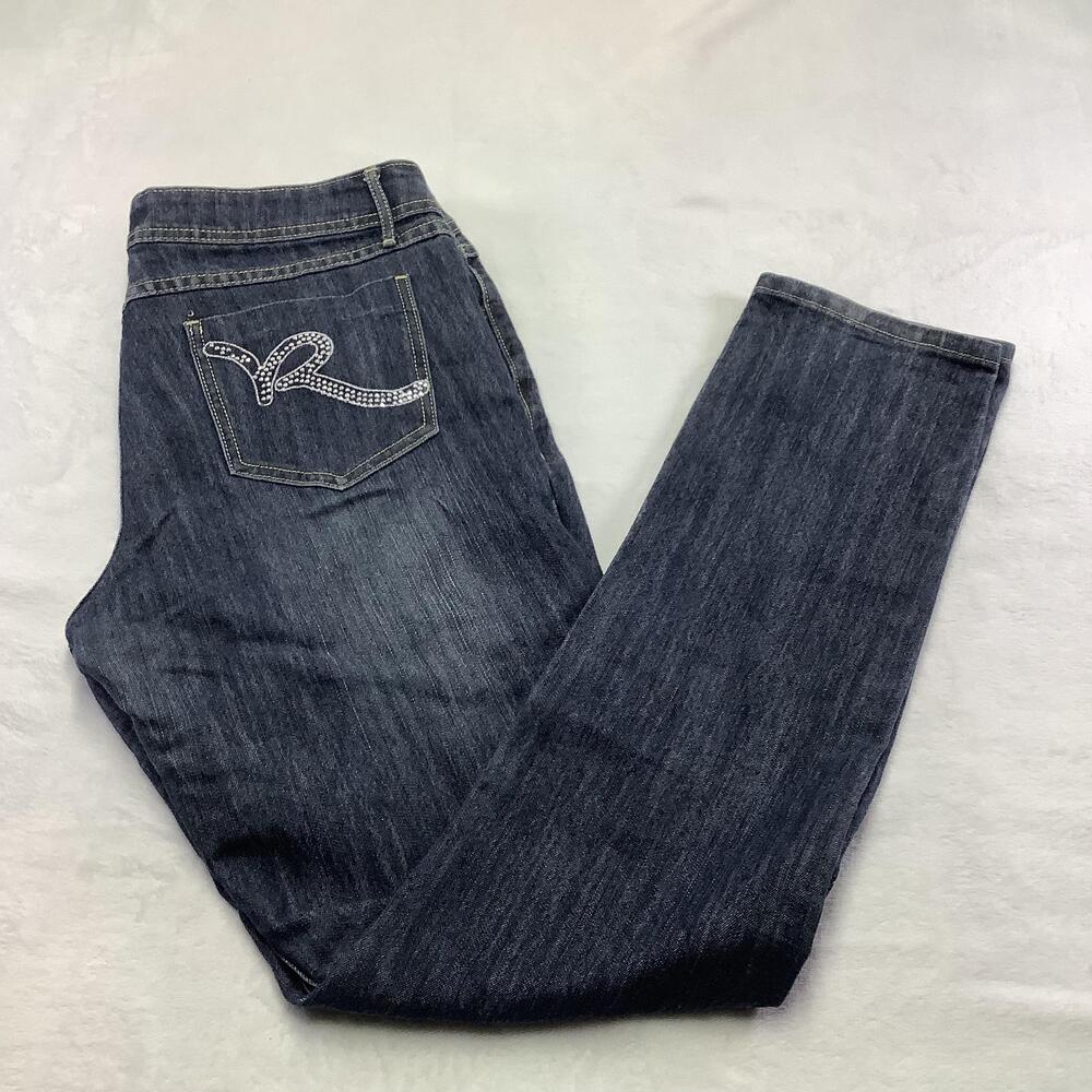 Rocawear Hannah Skinny Leg Jeans Juniors 13 Blue Denim Rhinestone Back Pockets
